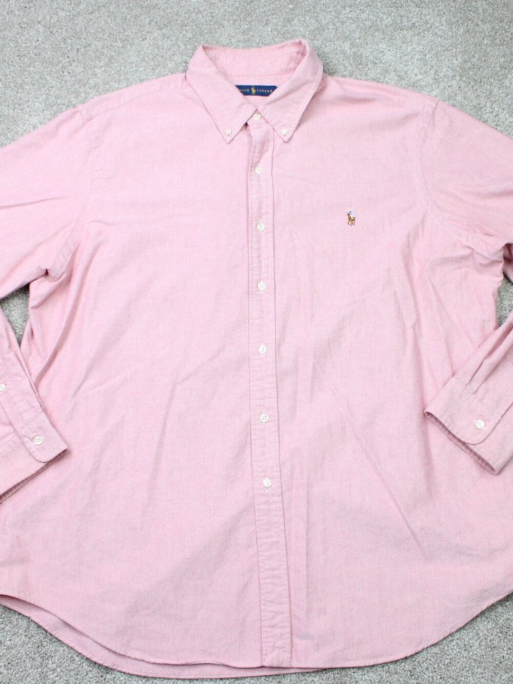 Ralph Lauren Shirt Mens 2XL XXL Heather Pink Flesh Pony 100% Cotton Long Sleeve